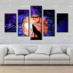 5 panels Full moon canvas group paintings Scenery print wolf poster for home decor christmas decoration
