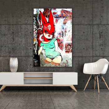 Comic style custom design cute cartoon rabbit design wall decoration modern wall art painting