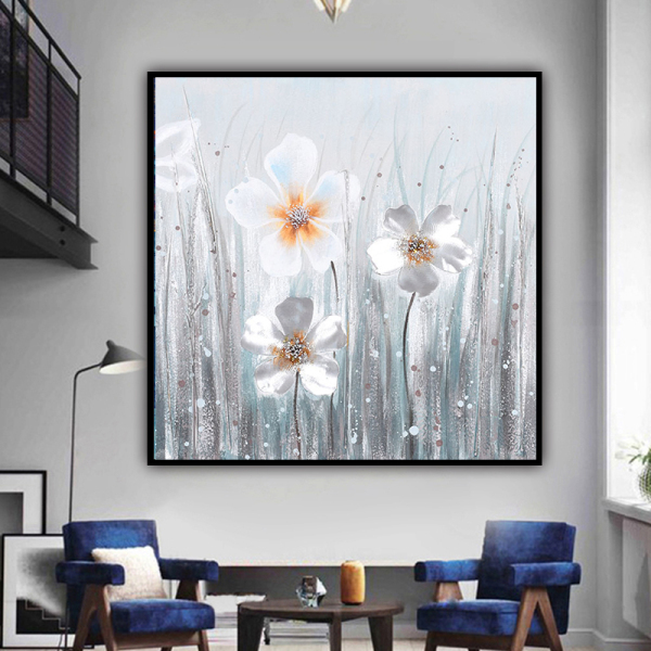 New Design Handpainted Canvas Painting, Abstract Thick Texture Flowers Home Wall Art Picture For Living Room