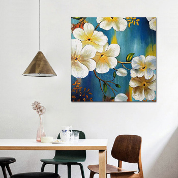 Wholesale Custom White Flower Home Accessories Canvas Painting Handmade Oil Painting for home decor
