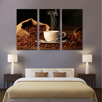 Рассеянные кофейные зерна Современные 3 бескаркасных интерьера стены искусства украшения дома картина маслом