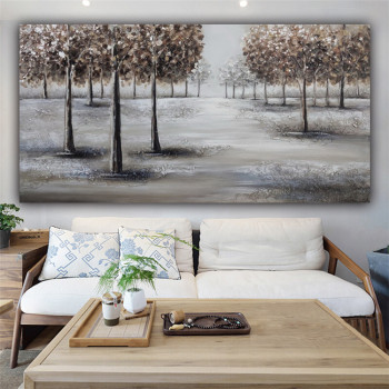 Custom oil painting brown thick texture forest modern oil paintings handmade for living room wall gifts