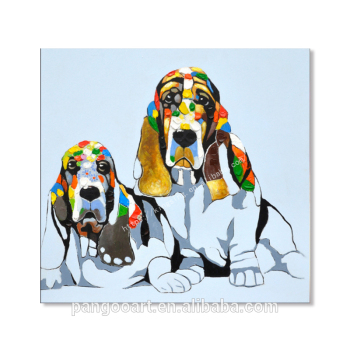handgemalte niedliche Hundemalerei Wandkunst Abstrakte Tierkunst 100% handgefertigte Ölgemälde-Leinwand-Wanddekoration