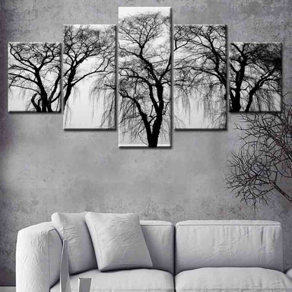 Modern 5 Frameless Canvas Winter Old Tree Printing Wall Art Home Decoration 5 Living Room Pictures