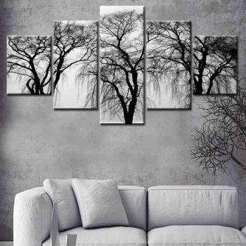 Modern 5 Frameless Canvas Winter Old Tree Printing Wall Art Home Decoration 5 Living Room Pictures