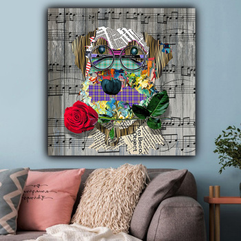 Home decoration painting custom design music note puppy stitching picture printing product painting wall art canvas painting