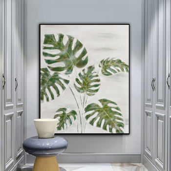 Green Plant Handmade painting Color Canvas Wedding Decoration Art For living room Decoration High Quality Painting Artwork