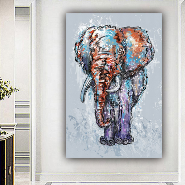 Best selling fashion design color elephant pictures original product paint painting art