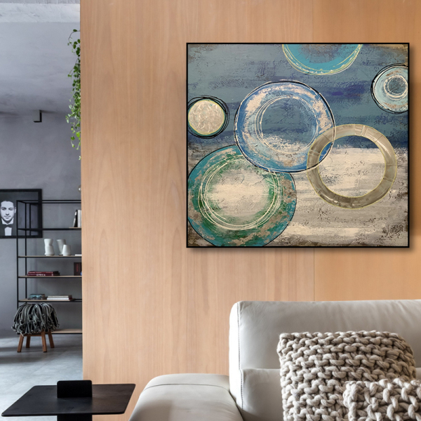 Most popular manufacturer factory metal circle art abstract oil painting, home modern handmade oil painting wall