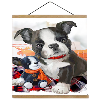 Pangoo, venta al por mayor, personalizado, perro de Navidad y árbol, colgante de pared, enmarcado, pintura DIY por juego de números