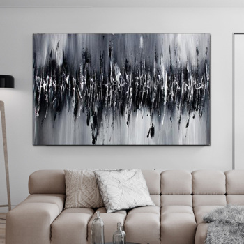 Peinture à l'huile abstraite faite à la main peinture noire et blanche sur toile mur art photo pour salon décoration de la maison