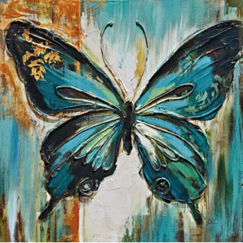 Venta al por mayor, accesorios para el hogar de animales de mariposa personalizados, lienzo enmarcado, pintura al óleo hecha a mano para decoración del hogar