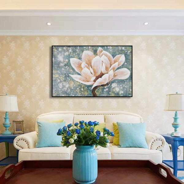 Hot selling handmade flower handpainted painting art, acrylic color custom oil painting