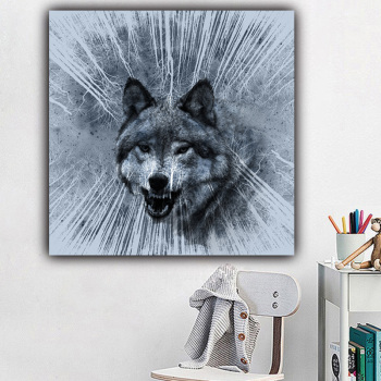 High quality animal wolf picture custom modern wall decoration living room background canvas painting