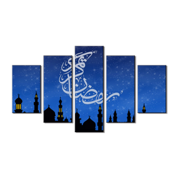 wholesale Islam pintura en lienzo arte de la pared impresiones en aerosol acrílico decoración para el hogar 5 paneles sobre lienzo pintura para el hogar