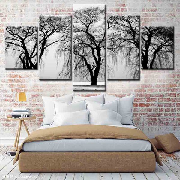 Modern 5 Frameless Canvas Winter Old Tree Printing Wall Art Home Decoration 5 Living Room Pictures