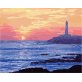 Sunset Natural Building Landscape Oil Painting By Numbers For Adults. Hand Painted Oil Paint By Numbers