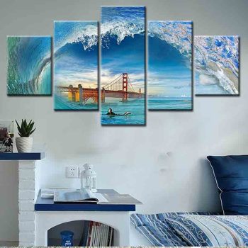 High quality art paintings print bridge under the waves theme print oil painting