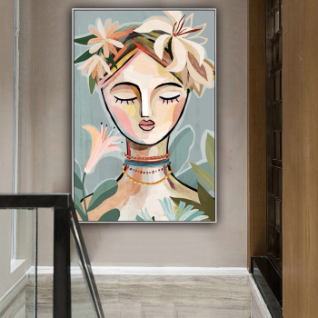 Handmade Texture Oil Painting Beauty with eyes closed Abstract Art Wall Pictures Decoration
