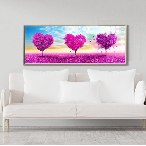 Digital oil painting customized color heart tree picture OEM printed canvas painting
