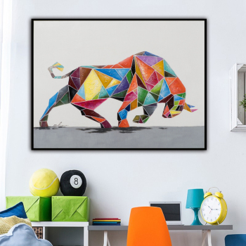 Skills Artist Hand-painted High Quality Abstract Animal Bull Oil Painting on Canvas Handmade Abstract Strong Bull Oil Painting