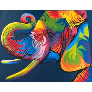 Diseño personalizado Homfun Kids Animal Canvas Wall Art Colorful Elephants Canvas Painting Set DIY Paint by Numbers para adultos