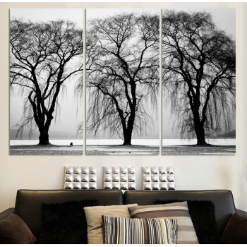 3 teile / satz heißer verkaufender kostenloser versand weiß schwarz bäume leinwand kunst moderne hauswand dekorative HD druck malerei kein rahmen