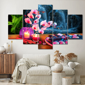 Waterfall Painting Scenery Canvas Panel Custom Decorative Home Decoration Landscape Living Room Picture Prints 5 Piece Wall Art