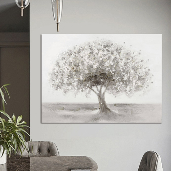 Mintura Oil Painting on Canvas Hand Made Art Hand Painted Acrylic Canvas Grey Tree Wall Art Home Decor Office Decor No Framed
