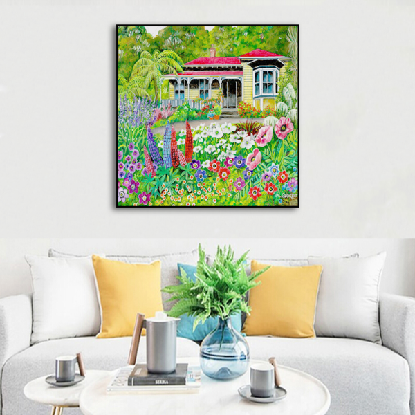 New Beauty Farm Art Painting Canvas Modern Style Flower House Art Wall Horse Oil Painting For LivingRoom Home Wall Decor