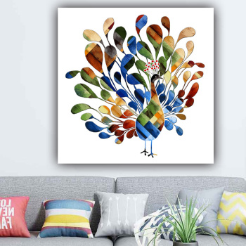 Wholesale wall art custom design color peacock photo picture print original product canvas painting
