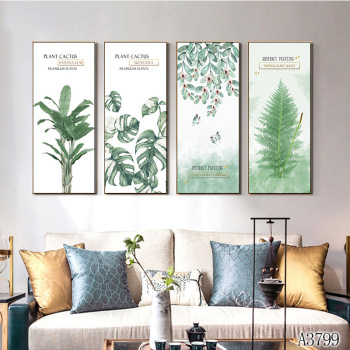 Акварельные листья, настенная живопись на холсте, зеленый стиль, растения, плакаты на скандинавскую тему и принты, декоративная картина, современное украшение для дома