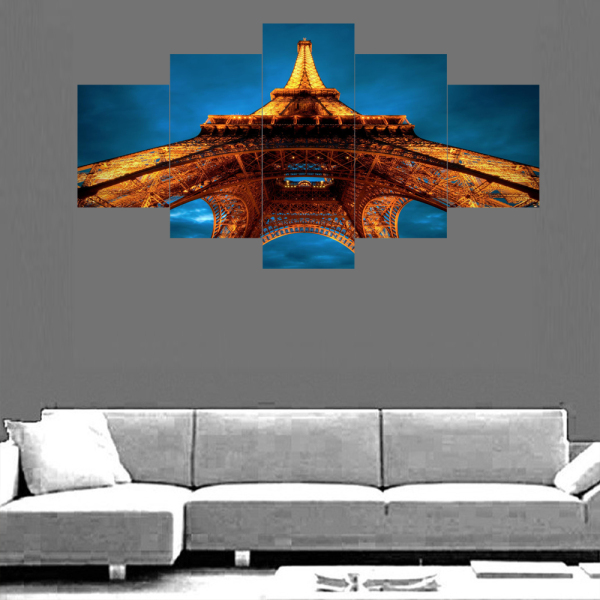 Modern Frameless Golden Light Eiffel Tower Printing Wall Art Home Oil Painting Decoration 5 Living Room Pictures