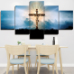 Modern Jesus Christ Blue Background 5 Canvas Wall Art Combination Painting Home Decoration Oil Painting