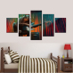 Modern 5 Frameless Canvas Monkey Playing Music Printing Wall Art Home Decoration 5 Living Room Picture
