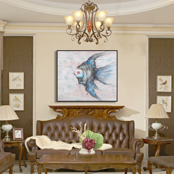 Excellent quality abstract fly fish handmade oil painting, handpainted canvas oil painting