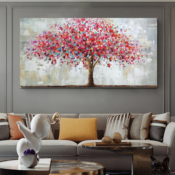 Large Modern Abstract Colorful Tree Handpainted Oil Painting Handmade Canvas Painting Home Wall Decor No Frame
