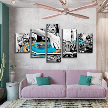 Hot Selling 5 Panel Musical Instruments Art Canvas Painting, Canvas Print Canvas Wall Art Deco Painting