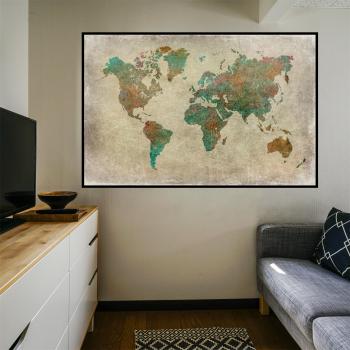 Modern World Map Home Decoration Poster Living Room Wall Art Canvas Oil Painting