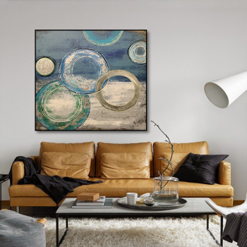 Most popular manufacturer factory metal circle art abstract oil painting, home modern handmade oil painting wall