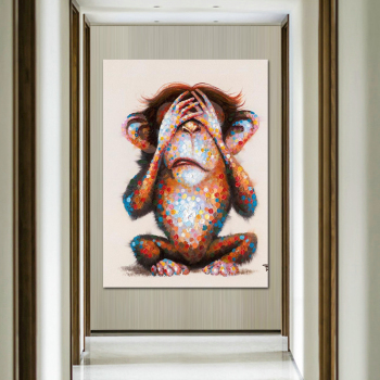 100% Custom Modern Little Monkey Gemälde Leinwand Wandkunst abstrakte Ölgemälde auf Leinwand für Wohnkultur