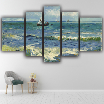 Canvas 5 Panel Hot Scenery Sailing on the waves sea Wall Art Poster HD Print Painting Pictures