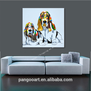 peint à la main mignon chien peinture mur art abstrait animal art 100% à la main peinture à l'huile toile décoration murale