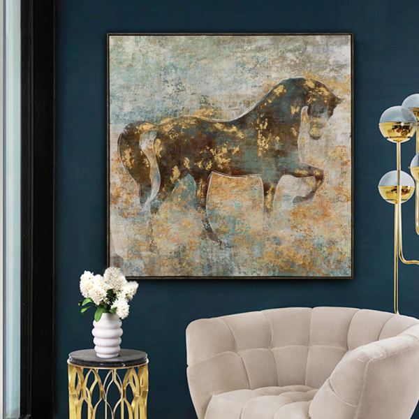 Home Decorative Handmade Modern Picture Running Horse Animal Abstract Wall Art Oil Paintings On Canvas