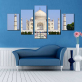 Canvas Wall Art Pictures Modular HD Print 5 Pieces Muslim Mosque Painting Islamic Religion Sky Clouds Building Poster Home Decor