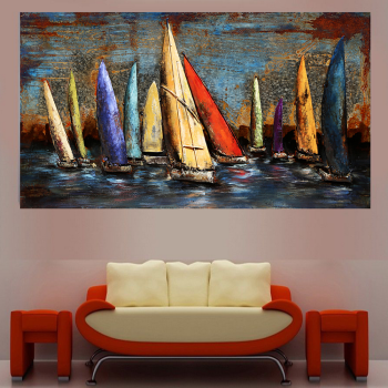 Most popular west ocean and small sailboat abstract oil painting handmade Living room wall oil painting mural