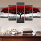 Modern 5 Frameless Canvas Gray Background Red Tree Picture Printing Art Home Decoration 5 Living Room Picture
