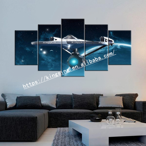 Custom design space UFO theme printed canvas painting collection