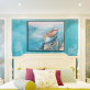 New arrival blue sea boat scenic art handmade oil painting, rectangle oil painting canvas