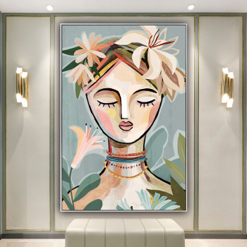 Handmade Texture Oil Painting Beauty with eyes closed Abstract Art Wall Pictures Decoration